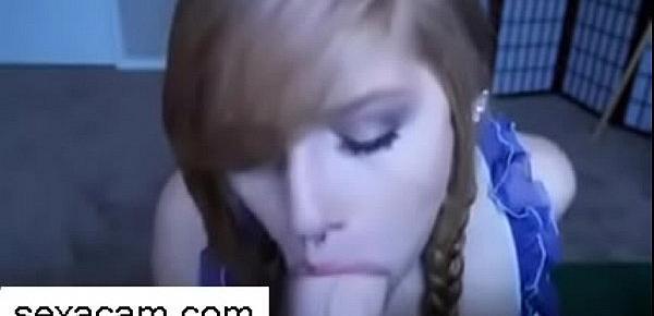  Webcam babe blows big dildo and takes fake cum - sexacam.com